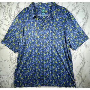 Pro Tour Mens Coolplay XXL Shirt Blue & Yellow Fish Print Short Sleeve